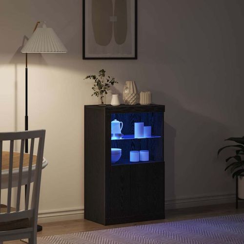 LED конзолна маса Черния дъб 60,5 x 37 x 100 см Инженерно дърво