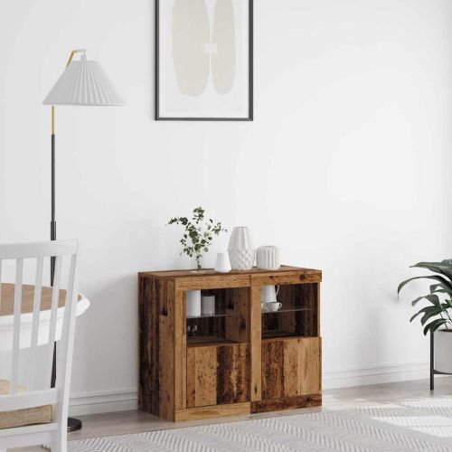 LED конзолна маса 2 pcs Старо дърво 41 x 37 x 67 см