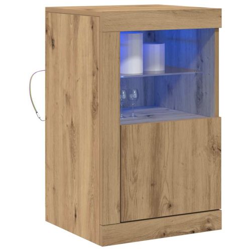 LED конзолна маса 2 pcs Дъб 41 x 37 x 67 см Инженерно дърво