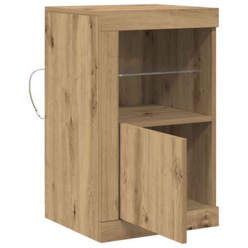LED конзолна маса 2 pcs Дъб 41 x 37 x 67 см Инженерно дърво