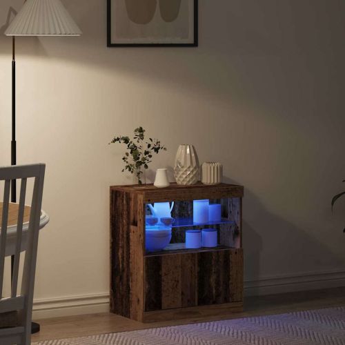 LED конзолна маса Кафяво 60,5 x 37 x 67 см Инженерно дърво