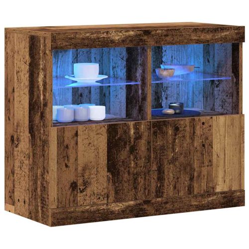 LED конзолна маса Кафяво 81 x 37 x 66,5 см Инженерна дървесина