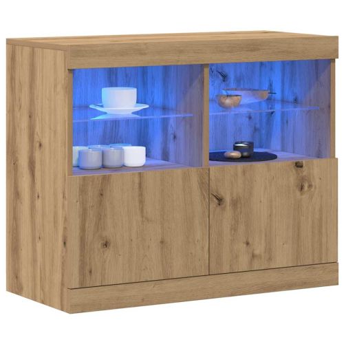 LED конзолна маса Кафяво 81 x 37 x 66,5 см Инженерна дървесина