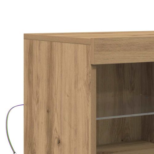 LED конзолна маса Кафяво 81 x 37 x 66,5 см Инженерна дървесина