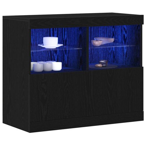 LED конзолна маса Черно 81 x 37 x 66,5 см Инженерна дървесина