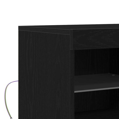 LED конзолна маса Черно 81 x 37 x 66,5 см Инженерна дървесина