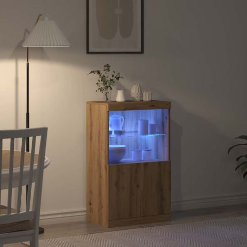 LED конзолна маса Кафяво 60 x 37 x 100 см Инженерна дървесина