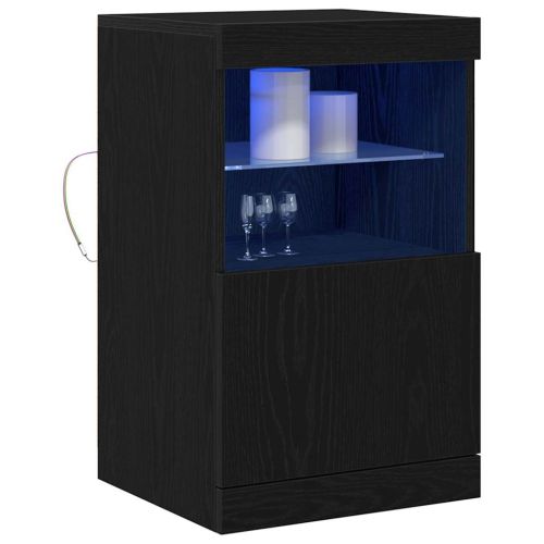 LED конзолна маса Черния дъб 41 x 37 x 67 см Инженерно дърво