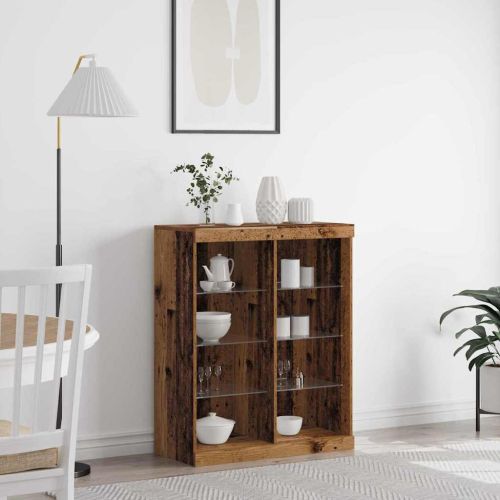 LED конзолна маса Старо дърво 41 x 37 x 100 см Инженерно дърво