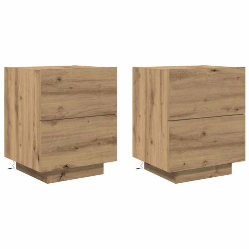 Нощен шкаф с чекмедже 2 pcs Дъб 45 x 40 x 55 см Инженерно дърво