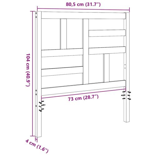 Главня за легло Кафяво с восъчно покритие 80,5 x 4 x 104 см