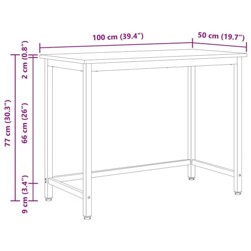 Маса Естествен 100 x 50 x 77 см Инженерна дървесина и стомана