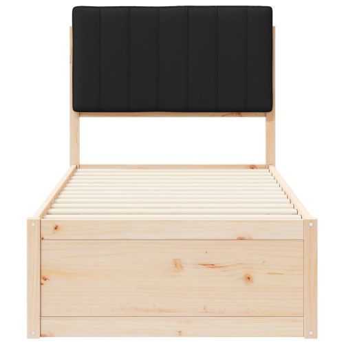 Леглова рамка с тапицирана гръбна част Черно 80 x 200 cm