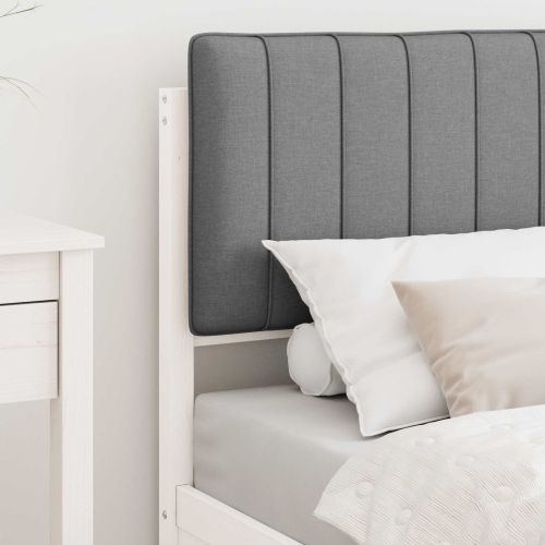 Леглова рамка с тапицирана гръбна част Светлосиво 80 x 200 cm