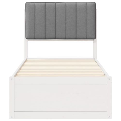 Леглова рамка с тапицирана гръбна част Светлосиво 80 x 200 cm