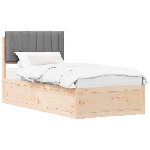 Леглова рамка с тапицирана гръбна част Светлосиво 90 x 190 cm