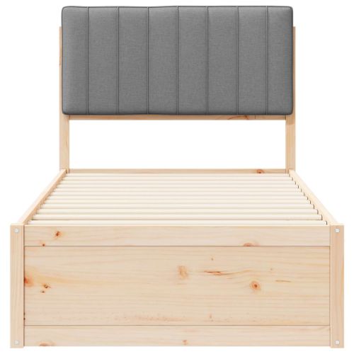 Леглова рамка с тапицирана гръбна част Светлосиво 90 x 190 cm