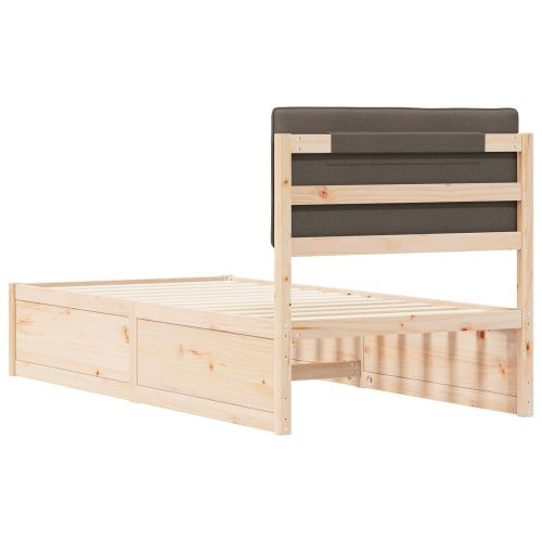 Леглова рамка с тапицирана гръбна част Таупе 90 x 190 cm