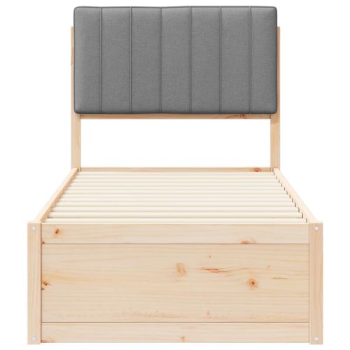 Леглова рамка с тапицирана гръбна част Светлосиво 75 x 190 cm