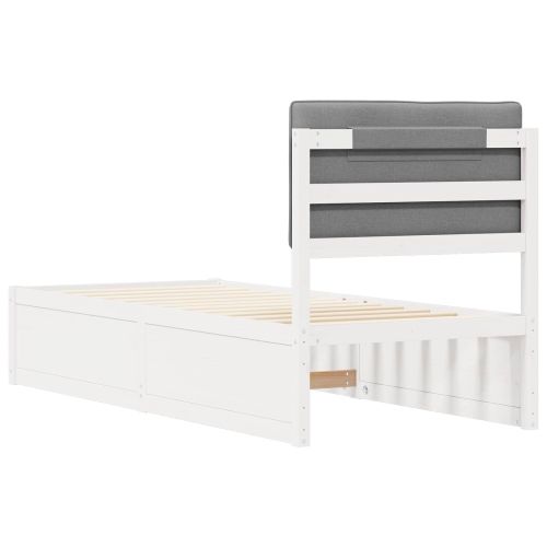 Леглова рамка с тапицирана гръбна част Светлосиво 75 x 190 cm