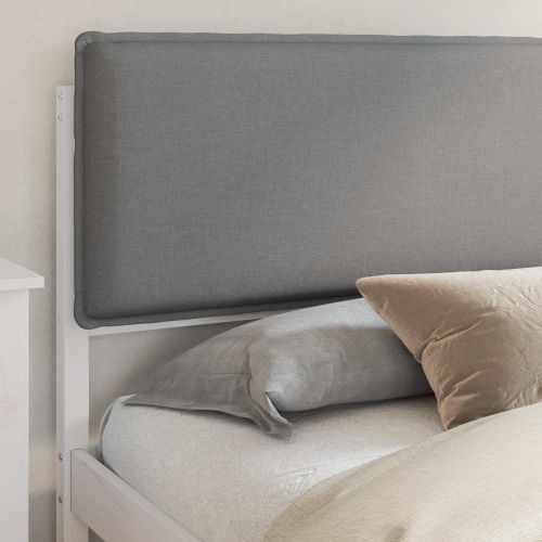 Леглова рамка с тапицирана гръбна част Светлосиво 180 x 200 cm