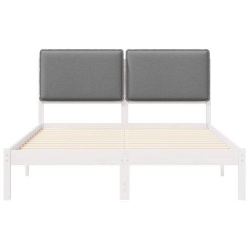Леглова рамка с тапицирана гръбна част Светлосиво 160 x 200 cm
