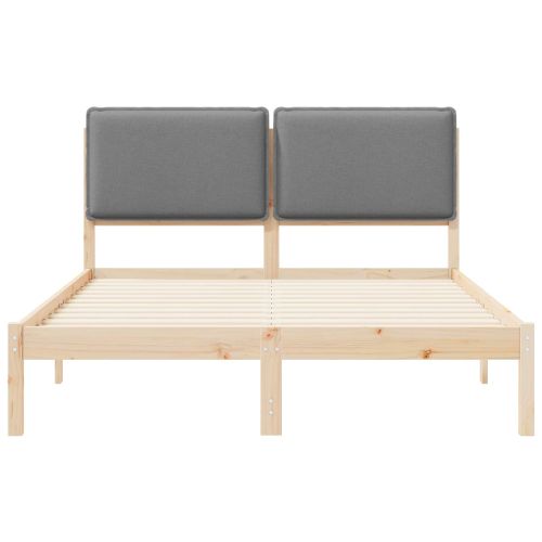 Леглова рамка с тапицирана гръбна част Светлосиво 150 x 200 cm