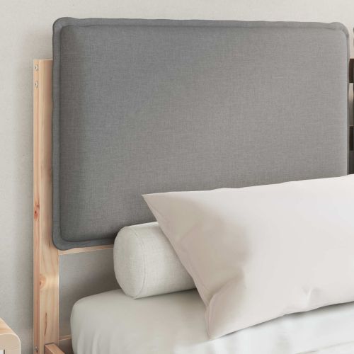 Леглова рамка с тапицирана гръбна част Светлосиво 140 x 200 cm