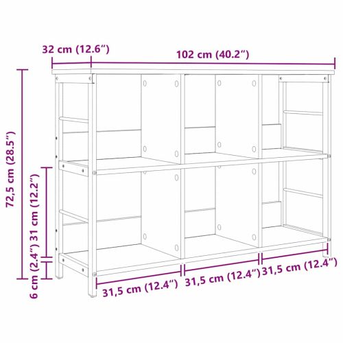 Рафт за книги Черния дъб 102 x 32 x 72,5 см Инженерно дърво