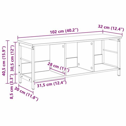 Рафт за книги 3 нива 102 x 32 x 40,5 см Инженерна дървесина