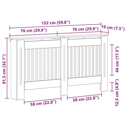 Калъф за радиатор Сив Сонома 152 x 19 x 81,5 cm Инженерно дърво