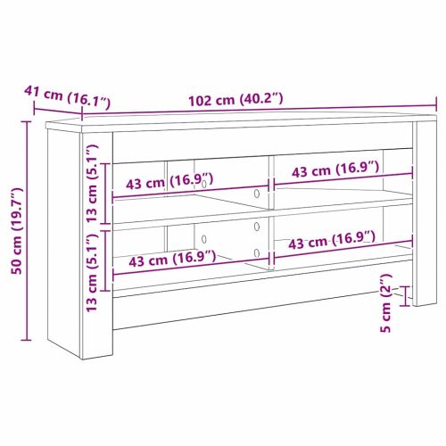 Ъгловшкафзателевизор 102 x 40,5 x 45 см Сив Сонома