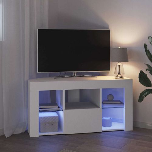 Ъглов кабинет за LED телевизор Бяло 100 x 40 x 50 cm