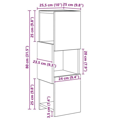 Ъглов шкаф Циментено сиво 25,5x25x80см Инженерно дърво