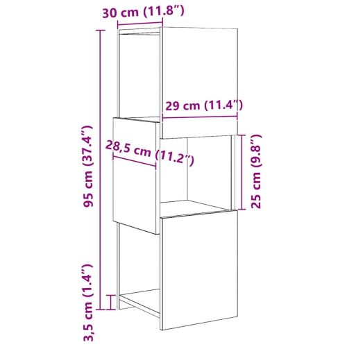 Ъглов шкаф 30,5x30x95см Инженерна дървесина Дъб