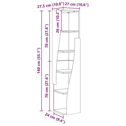 Ъглов шкаф Дъб 27,5x27x140см Инженерно дърво