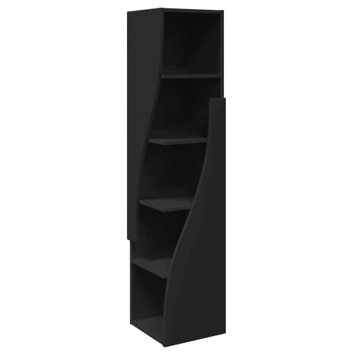 Ъглов шкаф Черно 32x32x140см Инженерно дърво