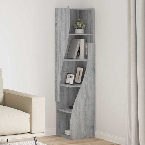 Ъглов шкаф Сив Сонома 32x32x140см Инженерно дърво