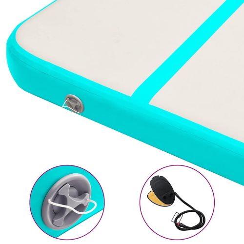 Надуваем дюшек за гимнастика с помпа, 600x100x20 см, PVC, зелен