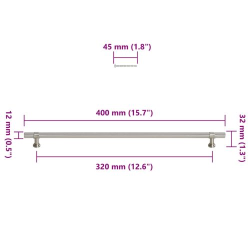 Дръжки за шкафове, 5 бр, сребристи, 320 мм, неръждаема стомана