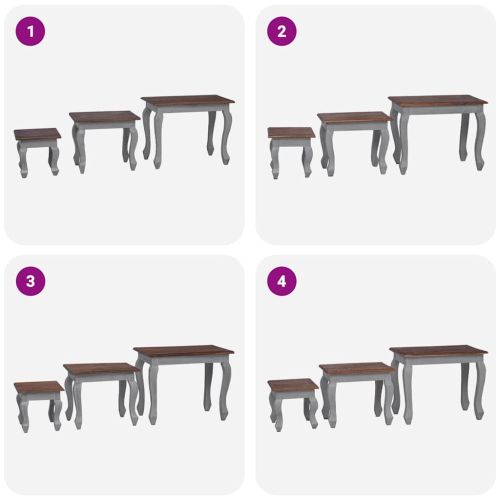 Комплект 3 стифиращи масички, махагоново дърво масив