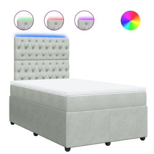 Боксспринг легло с матрак, светлосиво, 120x200 см, кадифе