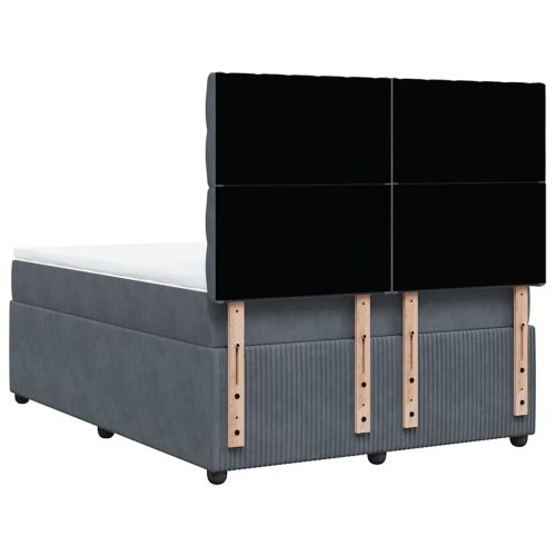 Боксспринг легло с матрак, тъмносиво, 140x200 см, кадифе