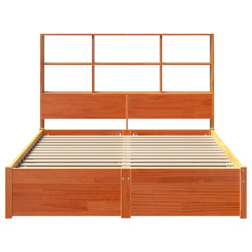 Легло с рама и главата за съхранение Восъчен Кафяв 150 x 200 cm