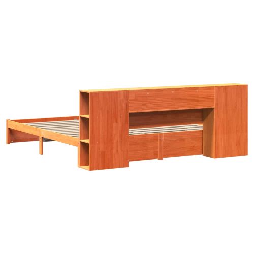 Легло с рама и главата за съхранение 2 pcs Солиден бор