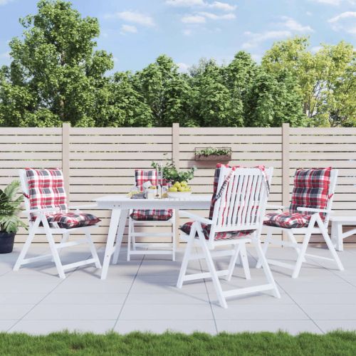 Възглавници за стол с ниска облегалка 4 бр червено каре Оксфорд