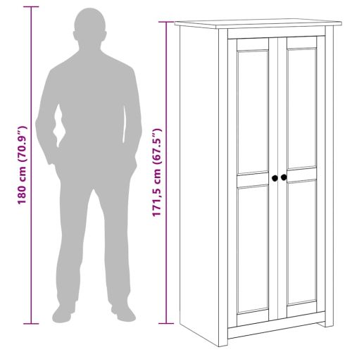 Гардероб, бял, 80x50x171,5 см, бор масив, стил Панама