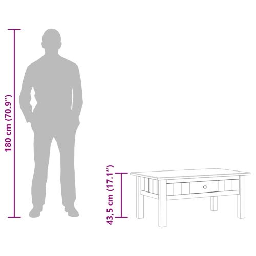 Кафе маса, 100x60x43,5 см, бор масив, Panama Range