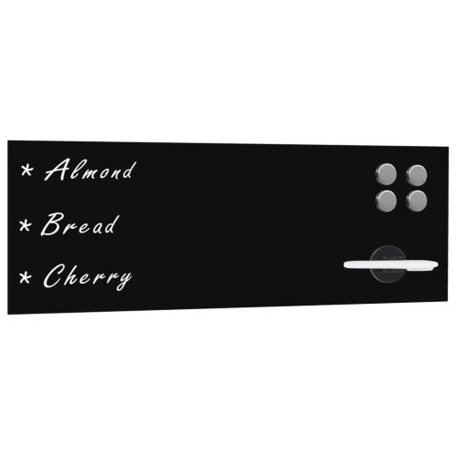 Черна магнитна дъска за монтаж на стена, стъклена, 60x20 см