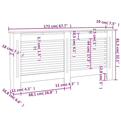 Паравани за радиатори, 2 бр, бели, 172x19x81,5 см, МДФ